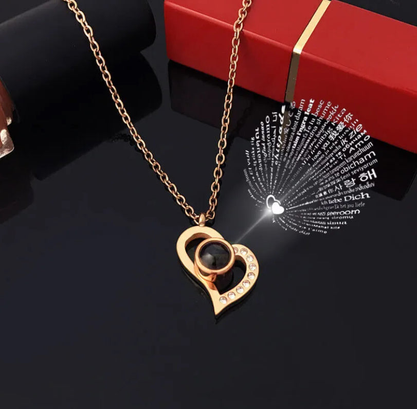 Projection necklace with Rose gift